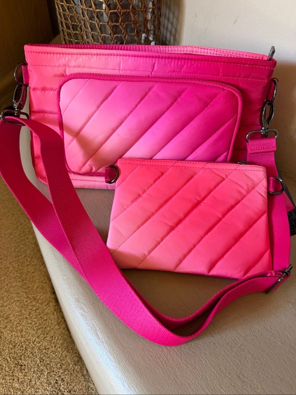 NWT Think Roylyn quilted Crossbody bag and hot pink